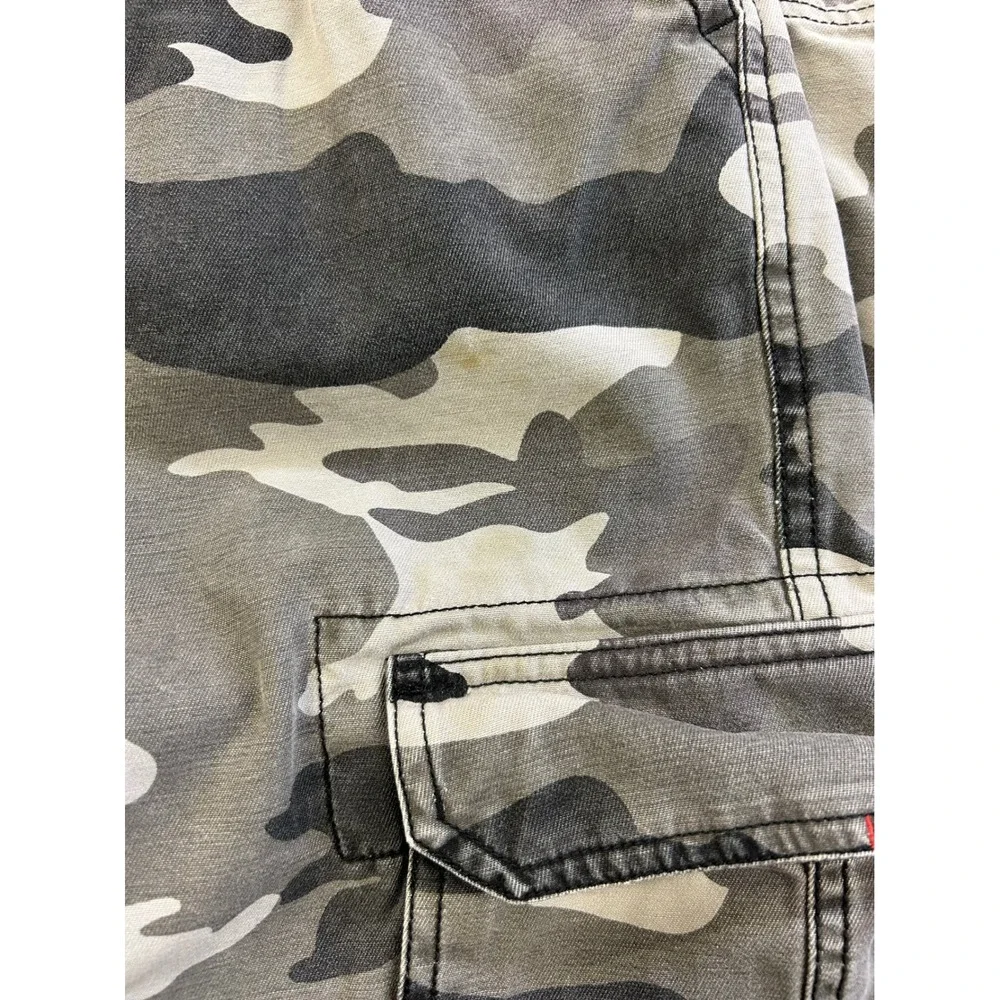Y2K The Childrens Place Grey Camo Cargo Pants Size 12 Adjustable Waist